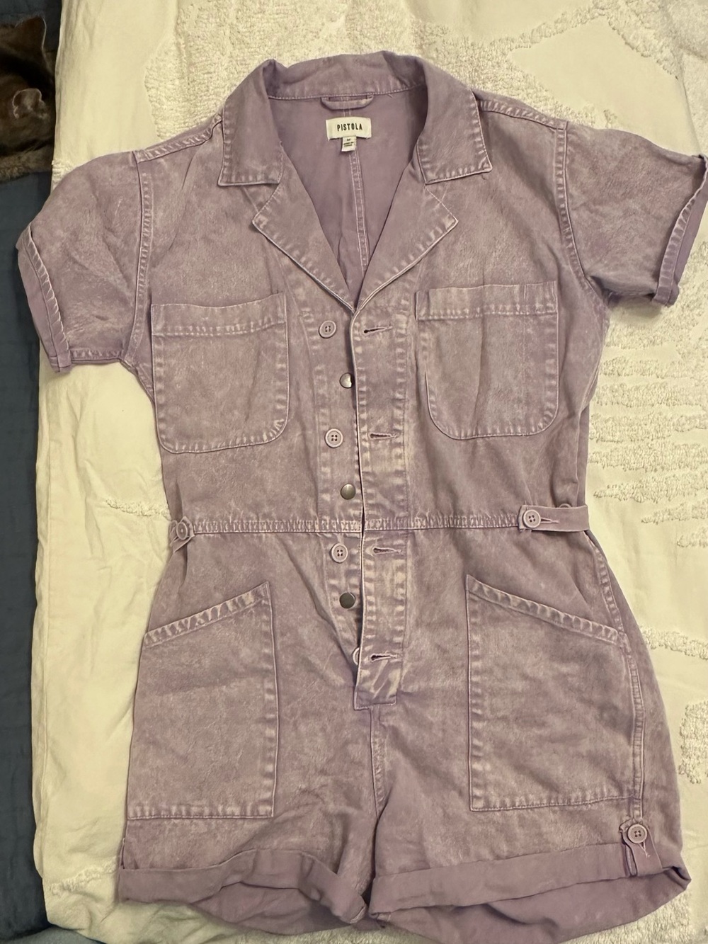 pistola Lavender Washed Short Sleeve denim women’s Romper